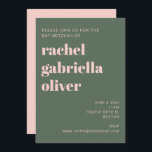 Bat mitzvah Grönt för  Rosa med fetstil Inbjudningar<br><div class="desc">Dold Typography  Rosa and Forest Grönt Modern Bat mitzvah Bjud</div>