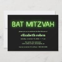 Bat mitzvah Grönt Neon Ljus
