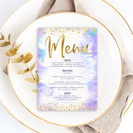 Bat mitzvah Guld Glitter Foil Lila Watercolor Meny