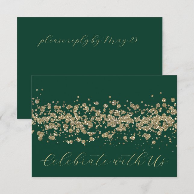 Bat mitzvah Guld Glitter Gräns, oavsett Färg OSA Inbjudningar (Fram/baksida)