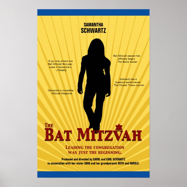 Bat mitzvah Gult av filmstjärnan, blå Poster (Framsidan)