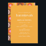 Bat mitzvah Gult för  för Cute Retro Groovy Geomet Inbjudningar<br><div class="desc">Lägg till några reflexer till din Bat mitzvah med dessa grovfärgade inbjudningar med ett 70-talets estetiskt geometriskt blommönster i gult,  rosa,  orange och brunt.</div>