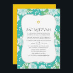 Bat mitzvah gult och Blommigt Inbjudningar<br><div class="desc">Gult och turkos den bat mitzvah inbjudan som är designad för att snabbt och enkelt kunna anpassas till dina händelsespecifikationer.</div>