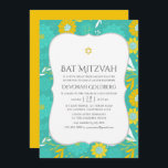Bat mitzvah gult och Blommigt Inbjudningar<br><div class="desc">Gult och turkos den bat mitzvah inbjudan med handskriftstypografi som är designad för att snabbt och enkelt kunna anpassas till dina händelsespecifikationer.</div>