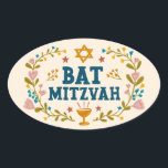 BAT MITZVAH handborrat blommigt judisk Anpassade Ovalt Klistermärke<br><div class="desc">Hand plockade text och blommigtar från mig till dig. Underbar för ett bat mitzvah. För mer design och färg,  kolla min butik! Eller låt mig veta om du vill ha någon anpassningsbar. Fråga om du inte hittar vad du behöver! :</div>