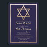 Bat mitzvah Hebreiska Gräns vid Guld stjärnorna vi Inbjudningar<br><div class="desc">Denna moderna och elegant bat mitzvah inbjudan till Hebrew namn är perfekt för ditt barns speciella dag. Den har en faux tryckt guld foil Star av David och gräns ovanpå en enkel marin blå bakgrund med ornate kursiv typografi. Det är chic, söt, minimalistisk och regal. ***VIKTIG DESIGN-ANMÄRKNING: Om du vill...</div>