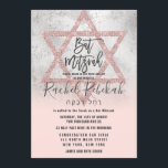Bat mitzvah Hebreiska Ro Rosa Silver Guld Inbjudningar<br><div class="desc">Den här eleganten och den Bat mitzvah inbjudan är perfekten för din dotter. Den har en rustik faux silver-folie-gradient ombre med en faux tryckt ro rosa guld glitter-sekvinstjärna av David. Den här designen visningar även ditt barns hebreiska namn för att lägga till den speciella beröringen extra. Det är en vacker...</div>