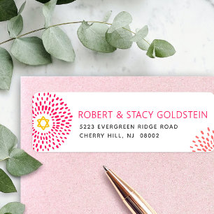 Bat Mitzvah hetapink stjärnknall adressetikett Returadress Etikett