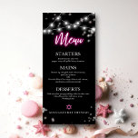 Bat Mitzvah Hot Pink Neon Tematiserad Meny<br><div class="desc">Vi är glada att presentera vår moderna kalligrafi neoninspirerade svit för en glödande Bar eller Bat Mitzvah! Denna roliga kollektion innehåller allt du behöver, från servetter och pappers tallrikar till en välkomstskylt och mer. Om du har några frågor eller behöver hjälp med personalisering, skicka bara ett meddelande till oss. OBS!...</div>
