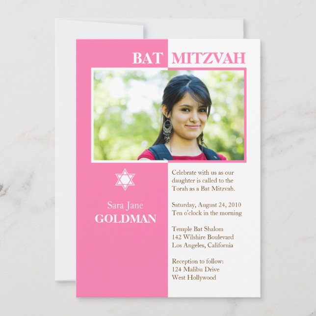 Bat mitzvah inbjudan (Framsida)