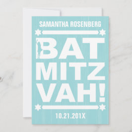 Bat mitzvah inbjudan av stor typ i Light Teal