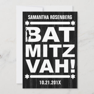 Bat mitzvah inbjudan av stor typ i svart
