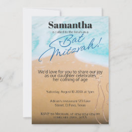 Bat mitzvah inbjudan: Beach-tema, QR Inbjudningar