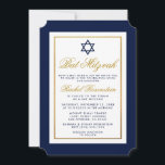Bat mitzvah inbjudan Blue och Guld<br><div class="desc">Bat mitzvah blått och Guld-inbjudningskort</div>
