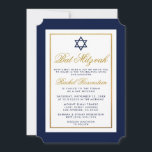 Bat mitzvah inbjudan Blue och Guld<br><div class="desc">Bat mitzvah blått och Guld-inbjudningskort</div>
