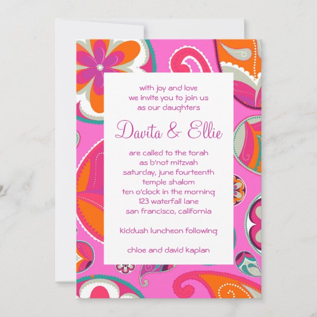Bat mitzvah inbjudan Davita Birthday Sweet 16 (Framsida)