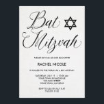 Bat mitzvah inbjudan för enkel modern typografi<br><div class="desc">Detta enkelt,  bat mitzvah inbjudan för klassiker presenterar en vit,  en vattenfärglookbakgrund och en modern svart typografi. Texten är i svart med en matcha davidsstjärna.</div>