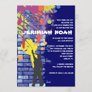 Bat mitzvah inbjudan för grafittikonstnärpub