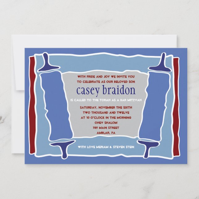 Bat mitzvah inbjudan för KALL pub för TORAH Themed (Framsida)