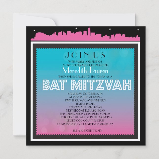 Bat mitzvah INBJUDAN FÖR KLASSISK BROADWAY2 (Framsida)