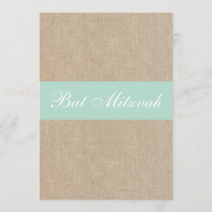 Bat mitzvah inbjudan för lantlig vintageMintBurlap