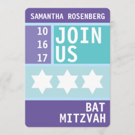 Bat mitzvah inbjudan för ljus davidsstjärna