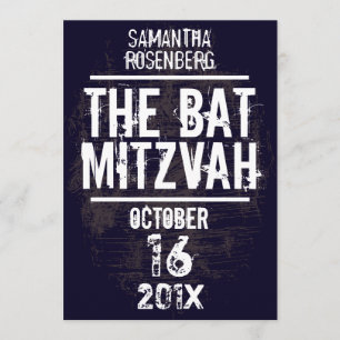 Bat mitzvah inbjudan för rockband i svart