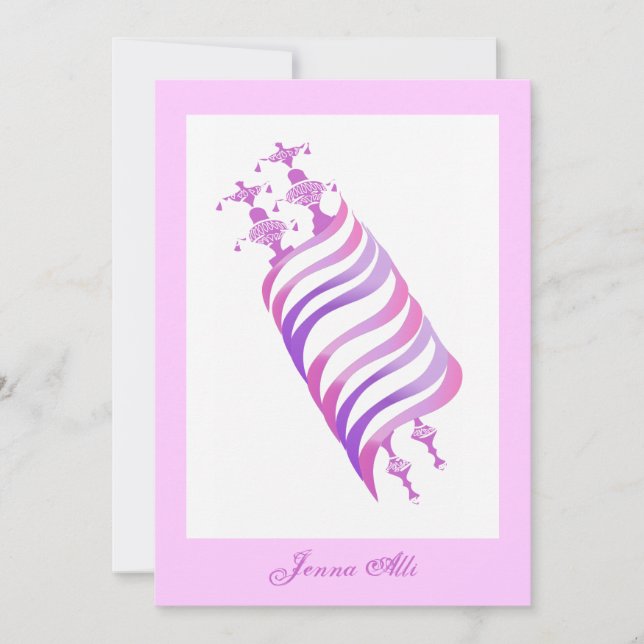 Bat mitzvah inbjudan Jenna Alli Rosa Torah (Framsida)