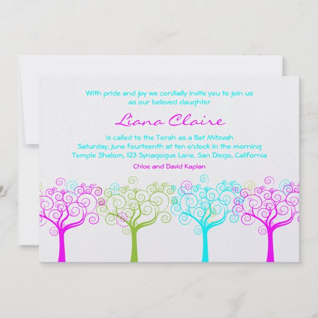 Bat mitzvah inbjudan Liana Claire Shimmery (Framsida)
