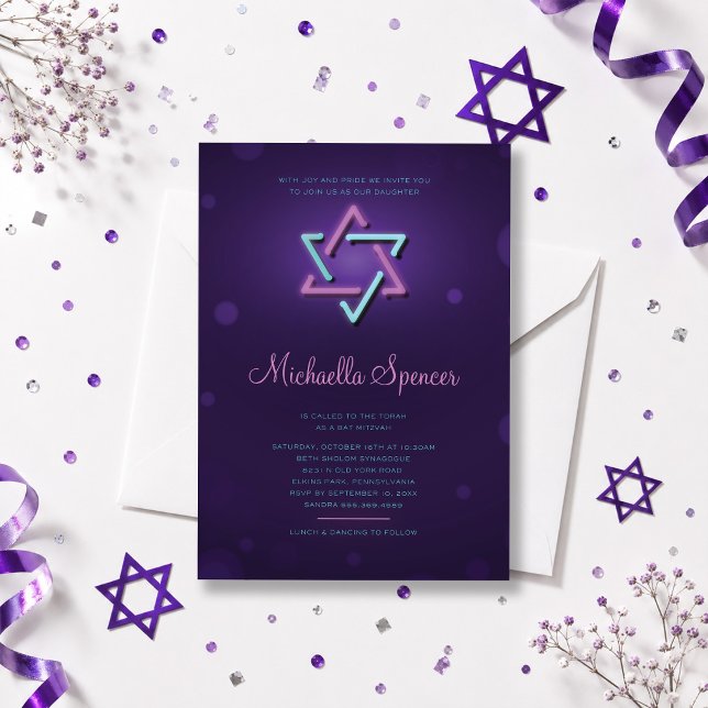 Bat Mitzvah-inbjudan Lysande Davidstjärna Inbjudningar (Skapare uppladdad)