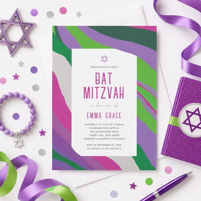 Bat Mitzvah-inbjudan Modern Abstrakt Inbjudningar (Skapare uppladdad)