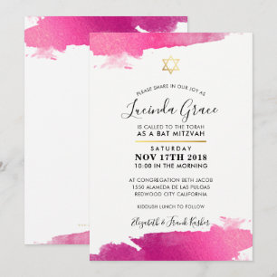 BAT MITZVAH INBJUDAN modern guldfärgad rosa guld s