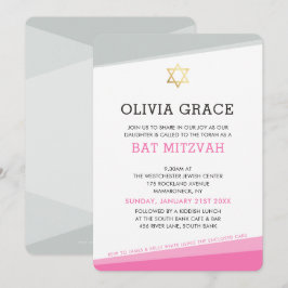 BAT MITZVAH INBJUDAN-rosa med moderna vinklar Inbjudningar