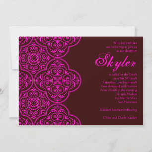Bat mitzvah inbjudan Skyler Brown Rosa Vintage