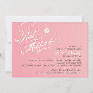 BAT MITZVAH INBJUDAN snyggt  typografi om rosa