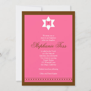 Bat Mitzvah-inbjudan Stephanie Tess Star Torah Inbjudningar