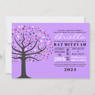Bat mitzvah inbjudan till abstrakt Livets träd