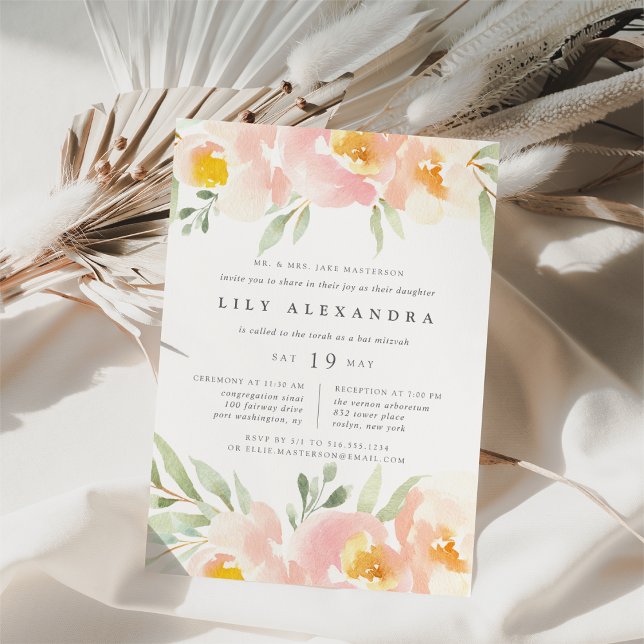 Bat mitzvah inbjudan till Airy Blommigt (Skapare uppladdad)