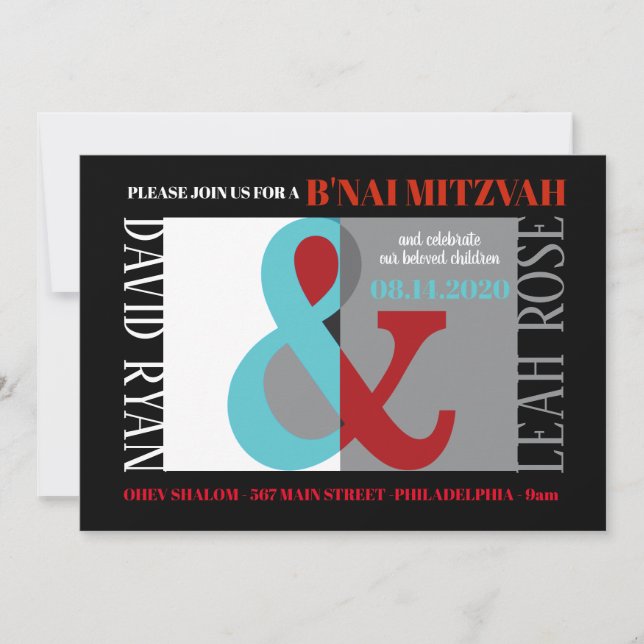 BAT MITZVAH inbjudan till AMPERSAND B'NAI MITZVAH  (Framsida)