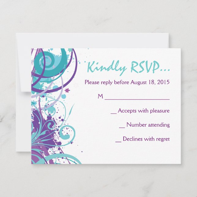 Bat mitzvah inbjudan till AQUA SWIRLS & STARS (Framsida)