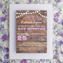 Bat mitzvah inbjudan till Barnwood Ljus Lilac