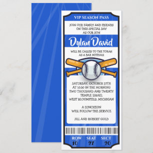 Bat mitzvah inbjudan till BASEBALL BILJETT Pub
