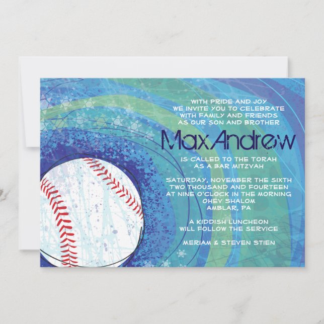 Bat mitzvah inbjudan till BASEBALL CRAZE Pub (Framsida)