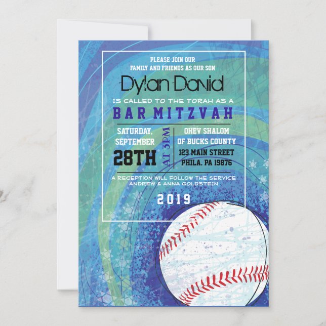 BAT MITZVAH inbjudan till BASEBALL CRAZE Pub (Framsida)