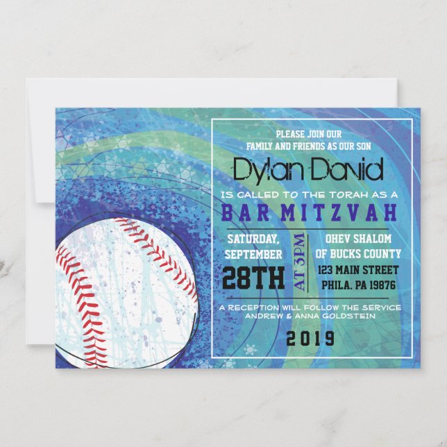 BAT MITZVAH inbjudan till BASEBALL CRAZE Pub (Framsida)