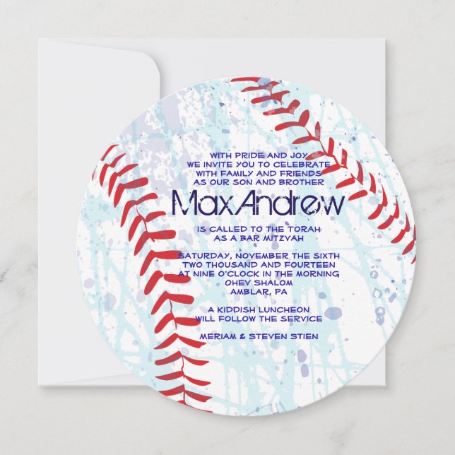 BAT MITZVAH inbjudan till BASEBALL CRAZE Round Pub (Framsida)