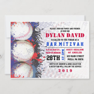 BAT MITZVAH inbjudan till BASEBALL Splatter Pub