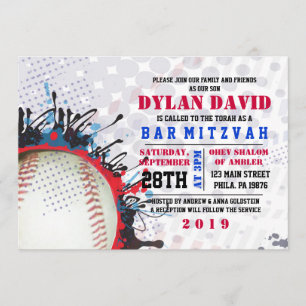 Bat mitzvah inbjudan till BASEBALL Splatter Pub