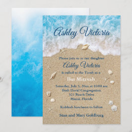 Bat mitzvah inbjudan till Blue Beach Vågar