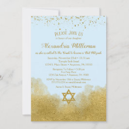 Bat mitzvah inbjudan till Blue Guld